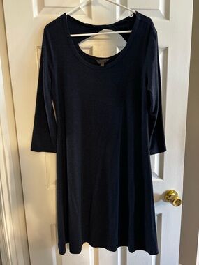 Mi Navy A-Line Long Sleeve Scoop Back Dress